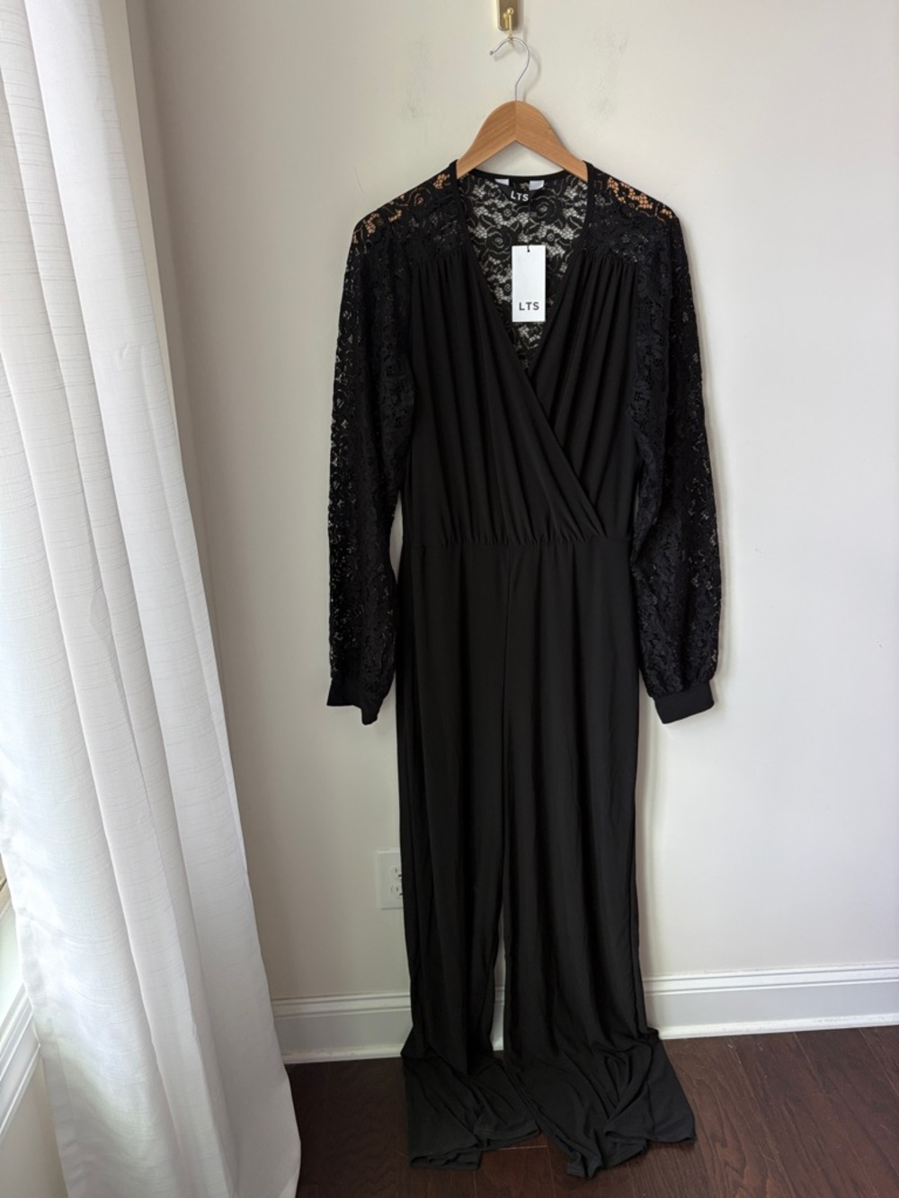 NWT Long Tall Sally LTS Lace Jumpsuit in Black Dressy Stretch Pull On Size 10-12